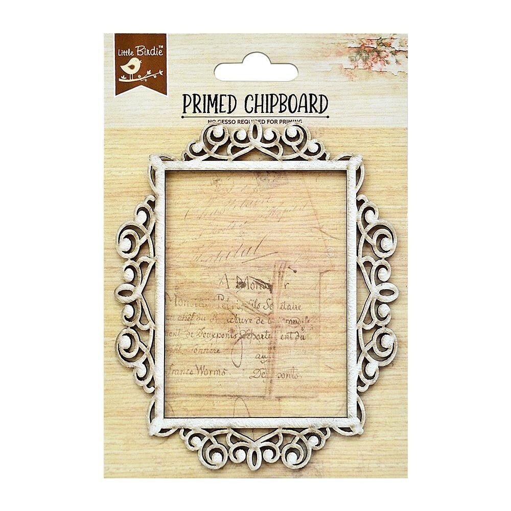 Nicole Crafts - Little Birdie Laser Cut Primed Chipboard 1/Pkg - Antique Rectangle Frame - The Crafty Kiwi