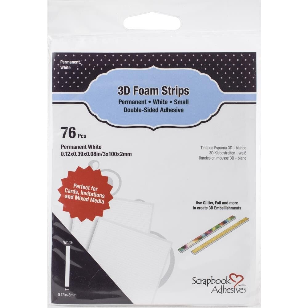 Scrapbook Adhesives - 3D Foam Strips (76/Pack) White - The Crafty Kiwi