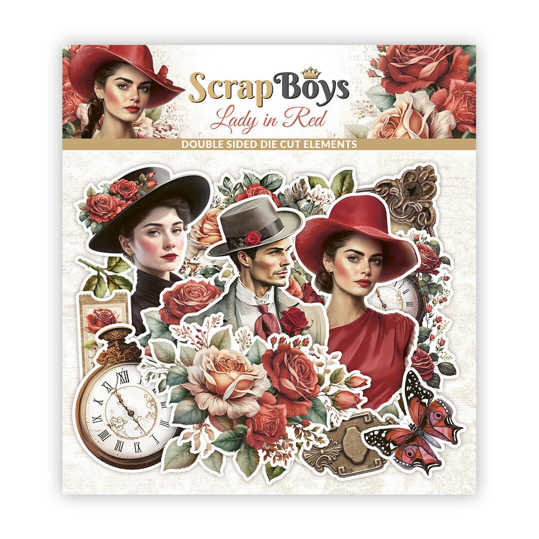 ScrapBoys - Lady In Red DIE CUT ELEMENTS - The Crafty Kiwi